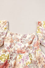 Load image into Gallery viewer, Khaki Floral Short Sleeve Square Neck Mini Dress | Arrow Boutique | | Arrow Women&#39;s Boutique