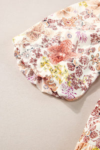 Khaki Floral Short Sleeve Square Neck Mini Dress | Arrow Boutique | | Arrow Women's Boutique