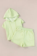 Load image into Gallery viewer, Meadow Mist Green Textured Cropped Hoodie and Shorts Set | Arrow Boutique | | Arrow Women&#39;s Boutique