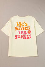 Load image into Gallery viewer, Yellow Cream Back LET&#39;S WATCH THE SUNSET Print Half Sleeve Tee | Arrow Boutique | | Arrow Women&#39;s Boutique