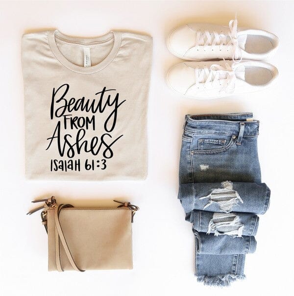 Beauty From Ashes Graphic Tee | Ocean and 7th | Heather Dust L | Arrow Women's Boutique