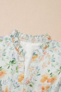 Beige Floral Print Shirred High Waist Puff Sleeve Mini Dress | Arrow Boutique | | Arrow Women's Boutique