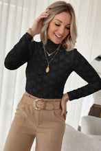 Load image into Gallery viewer, Black Floral Lace High Neck Long Sleeve Top | Arrow Boutique | | Arrow Women&#39;s Boutique