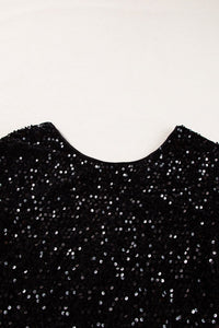 Black Sequin Long Sleeve Cutout Back Top | Arrow Boutique | | Arrow Women's Boutique