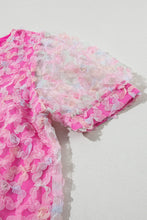 Load image into Gallery viewer, Bonbon Flowery Mesh Short Puff Sleeve Blouse | Arrow Boutique | | Arrow Women&#39;s Boutique