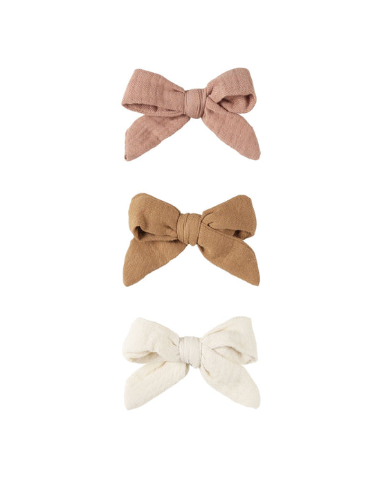 Bow W. Clip, Set Of 3 | Rose, Natural, Golden | Quincy Mae | | Arrow Women's Boutique