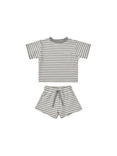 Load image into Gallery viewer, Boxy Pocket Tee + Short Set | Lagoon Stripe Quincy Mae | Quincy Mae | | Arrow Women&#39;s Boutique