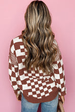 Load image into Gallery viewer, Brown Checkered Print Drop Shoulder Round Neck Sweater | Arrow Boutique | | Arrow Women&#39;s Boutique