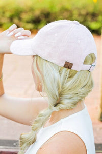 CC Terry Cloth Baseball Hat | Aili's Corner | Rose OneSize | Arrow Women's Boutique