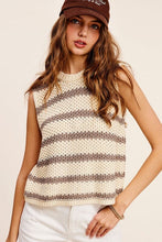 Load image into Gallery viewer, Chunky Stripe Sleeveless Sweater Top | La Miel | | Arrow Women&#39;s Boutique