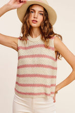 Load image into Gallery viewer, Chunky Stripe Sleeveless Sweater Top | La Miel | | Arrow Women&#39;s Boutique