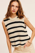 Load image into Gallery viewer, Chunky Stripe Sleeveless Sweater Top | La Miel | | Arrow Women&#39;s Boutique