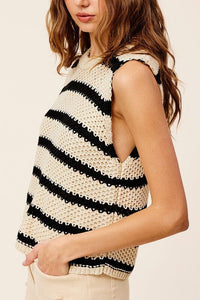 Chunky Stripe Sleeveless Sweater Top | La Miel | | Arrow Women's Boutique