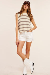 Chunky Stripe Sleeveless Sweater Top | La Miel | | Arrow Women's Boutique