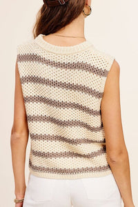 Chunky Stripe Sleeveless Sweater Top | La Miel | | Arrow Women's Boutique