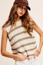 Load image into Gallery viewer, Chunky Stripe Sleeveless Sweater Top | La Miel | | Arrow Women&#39;s Boutique