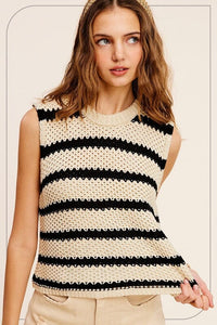 Chunky Stripe Sleeveless Sweater Top | La Miel | | Arrow Women's Boutique