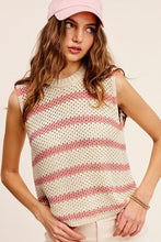 Load image into Gallery viewer, Chunky Stripe Sleeveless Sweater Top | La Miel | STRAWBERRY MILK L | Arrow Women&#39;s Boutique