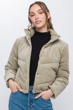 Load image into Gallery viewer, Corduroy Puffer Jacket with Toggle Detail | Love Tree | MOSS S | Arrow Women&#39;s Boutique