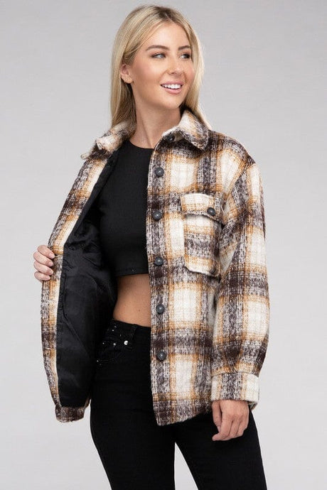 Cozy Plaid Flannel Shacket | Ambiance Apparel | | Arrow Women's Boutique