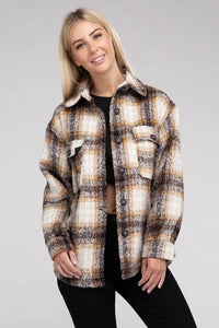 Cozy Plaid Flannel Shacket | Ambiance Apparel | | Arrow Women's Boutique