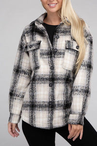 Cozy Plaid Flannel Shacket | Ambiance Apparel | Black S | Arrow Women's Boutique