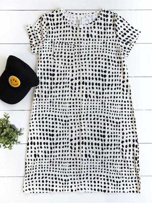 Dot Pattern Pocket Tee Dress | Tickled Teal | | Arrow Women's Boutique