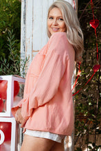 Load image into Gallery viewer, Flamingo Plus Size Solid Color Chest Pockets Crinkled Blouse | Arrow Boutique | | Arrow Women&#39;s Boutique