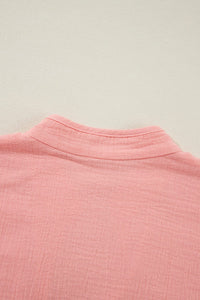 Flamingo Plus Size Solid Color Chest Pockets Crinkled Blouse | Arrow Boutique | | Arrow Women's Boutique