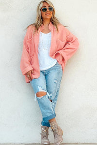 Flamingo Plus Size Solid Color Chest Pockets Crinkled Blouse | Arrow Boutique | | Arrow Women's Boutique