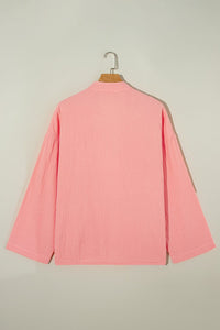 Flamingo Plus Size Solid Color Chest Pockets Crinkled Blouse | Arrow Boutique | | Arrow Women's Boutique