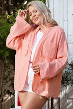 Load image into Gallery viewer, Flamingo Plus Size Solid Color Chest Pockets Crinkled Blouse | Arrow Boutique | | Arrow Women&#39;s Boutique