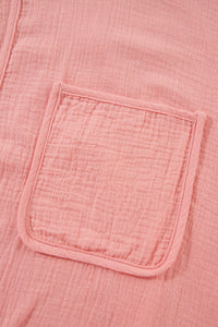 Flamingo Plus Size Solid Color Chest Pockets Crinkled Blouse | Arrow Boutique | | Arrow Women's Boutique