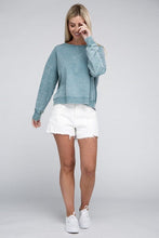 Load image into Gallery viewer, French Terry Acid Wash Boat Neck Pullover | ZENANA | | Arrow Women&#39;s Boutique