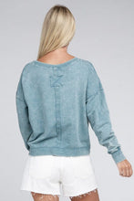 Load image into Gallery viewer, French Terry Acid Wash Boat Neck Pullover | ZENANA | | Arrow Women&#39;s Boutique