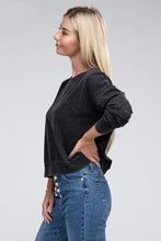 Load image into Gallery viewer, French Terry Acid Wash Boat Neck Pullover | ZENANA | | Arrow Women&#39;s Boutique