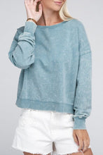 Load image into Gallery viewer, French Terry Acid Wash Boat Neck Pullover | ZENANA | | Arrow Women&#39;s Boutique