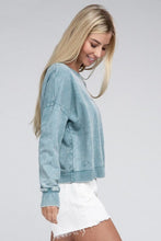 Load image into Gallery viewer, French Terry Acid Wash Boat Neck Pullover | ZENANA | | Arrow Women&#39;s Boutique