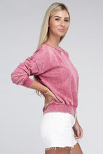 Load image into Gallery viewer, French Terry Acid Wash Boat Neck Pullover | ZENANA | | Arrow Women&#39;s Boutique