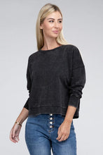 Load image into Gallery viewer, French Terry Acid Wash Boat Neck Pullover | ZENANA | | Arrow Women&#39;s Boutique