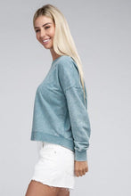 Load image into Gallery viewer, French Terry Acid Wash Boat Neck Pullover | ZENANA | | Arrow Women&#39;s Boutique