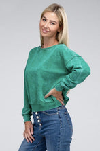 Load image into Gallery viewer, French Terry Acid Wash Boat Neck Pullover | ZENANA | | Arrow Women&#39;s Boutique