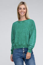 Load image into Gallery viewer, French Terry Acid Wash Boat Neck Pullover | ZENANA | | Arrow Women&#39;s Boutique