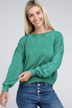 Load image into Gallery viewer, French Terry Acid Wash Boat Neck Pullover | ZENANA | | Arrow Women&#39;s Boutique