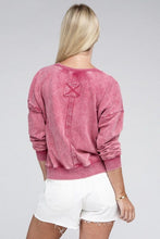 Load image into Gallery viewer, French Terry Acid Wash Boat Neck Pullover | ZENANA | | Arrow Women&#39;s Boutique