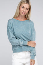 Load image into Gallery viewer, French Terry Acid Wash Boat Neck Pullover | ZENANA | | Arrow Women&#39;s Boutique