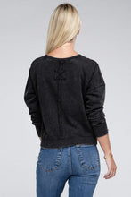 Load image into Gallery viewer, French Terry Acid Wash Boat Neck Pullover | ZENANA | | Arrow Women&#39;s Boutique