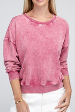 Load image into Gallery viewer, French Terry Acid Wash Boat Neck Pullover | ZENANA | ASH PINK S | Arrow Women&#39;s Boutique