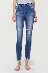 High Rise Ankle Skinny with Uneven Hem Detail | VERVET by Flying Monkey | WINDY IS NOTHING 24 | Arrow Women's Boutique