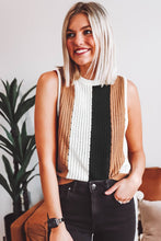 Load image into Gallery viewer, Khaki Stripe Color Block Sleeveless Knitted Sweater Vest | Arrow Boutique | | Arrow Women&#39;s Boutique